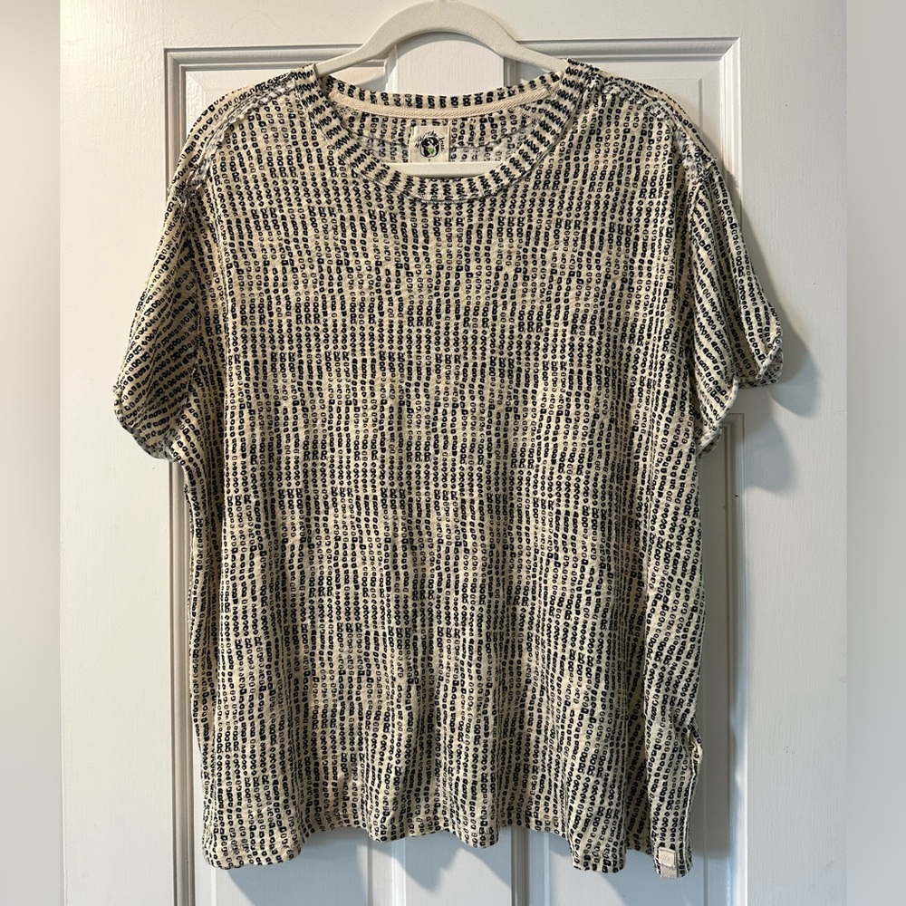 Free People We The Free Cream and Black Tee - Size Small